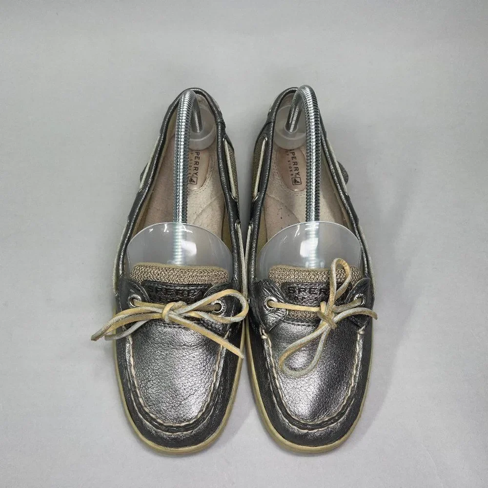 Sperry Women's Size 8.5 Top‎ Sider Silver Boat Shoes - Picture 3 of 10